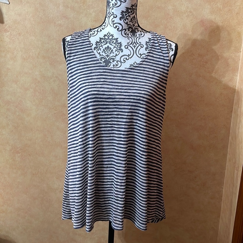 Grey and Navy Striped Tank Top